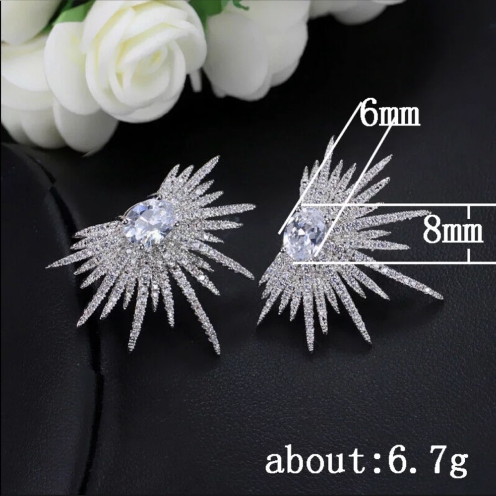 New Gorgeous 925 Silver Ladies Diamond Earrings - Picture 2 of 5